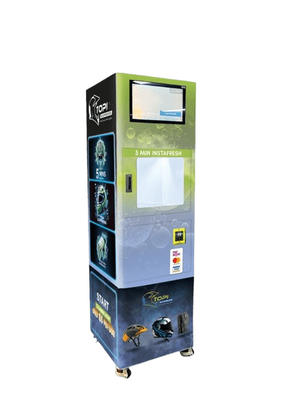 Highly Profitable Automated Helmet Cleaning vending Machine Franchising Opportunities.