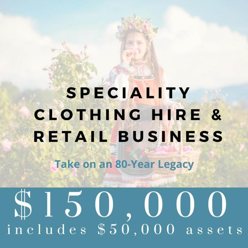 For Sale: Thriving Specialty Clothing Hire & Retail Business  $150,000