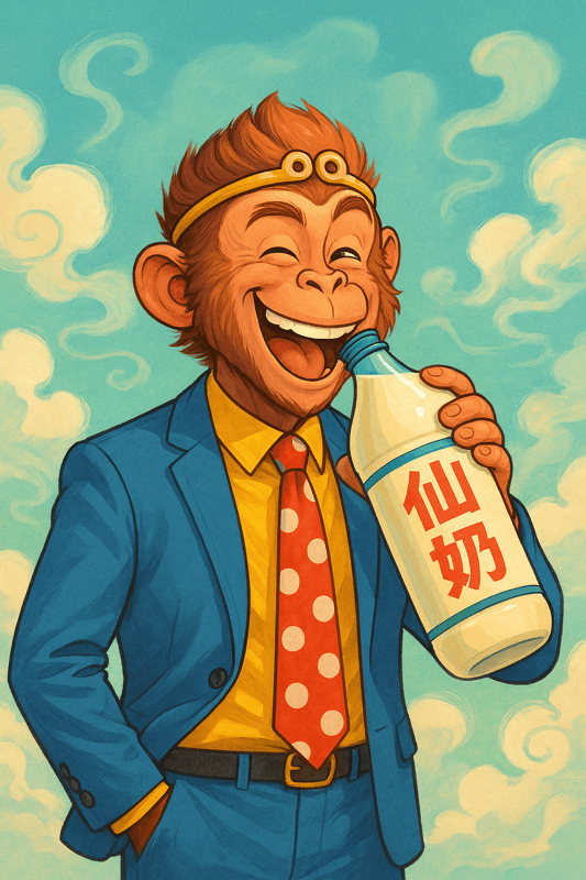 "Immortal Milk" is an original short comedy that blends mythological char《仙奶》是一部结合神话人物与现代商业元素的原创喜剧短篇