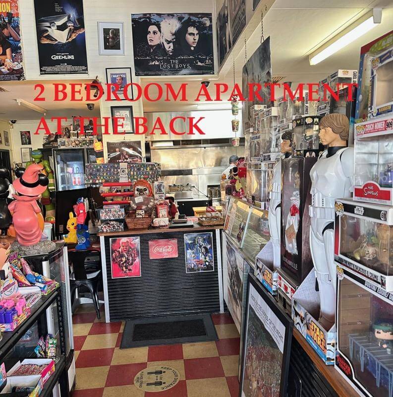 Take Away -  Milk Bar with a 2 bedroom apartment.