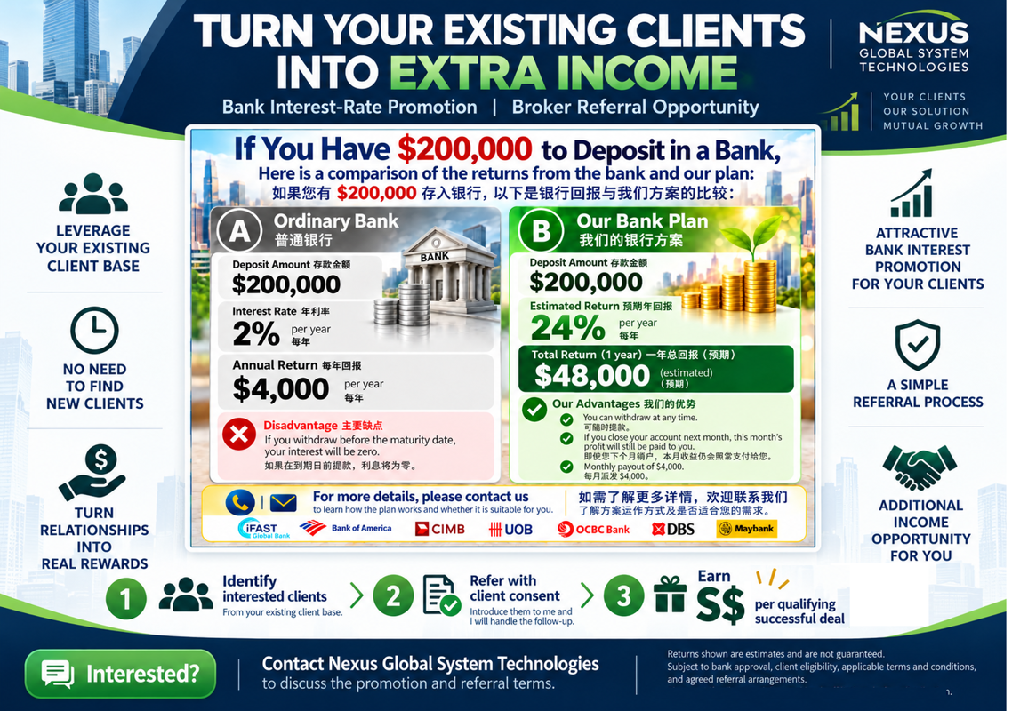 TURN YOUR NETWORK INTO CASH: EARN UP TO $3,000 PER SUCCESSFUL REFERRAL!把你的人脉变成现金每成功推荐一位客户最高可赚 3K